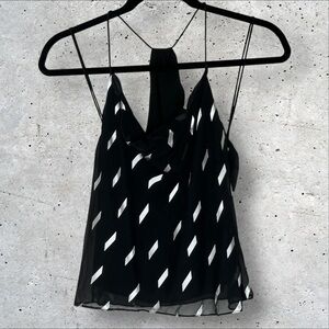 Alice + Olivia Women’s XS Silk Drape Neck Ribbon‎ Tape Blast $225 NWT